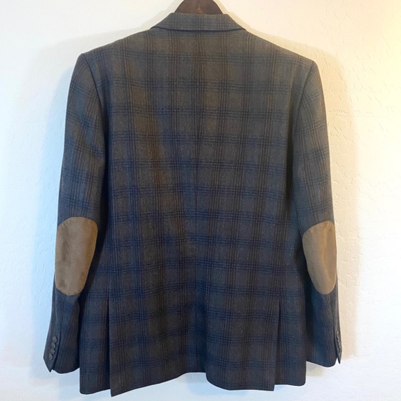 Wool Plaid Professor Blazer 46L Elbow Patch Heritage Preppy Academia Jacket - Picture 2 of 11